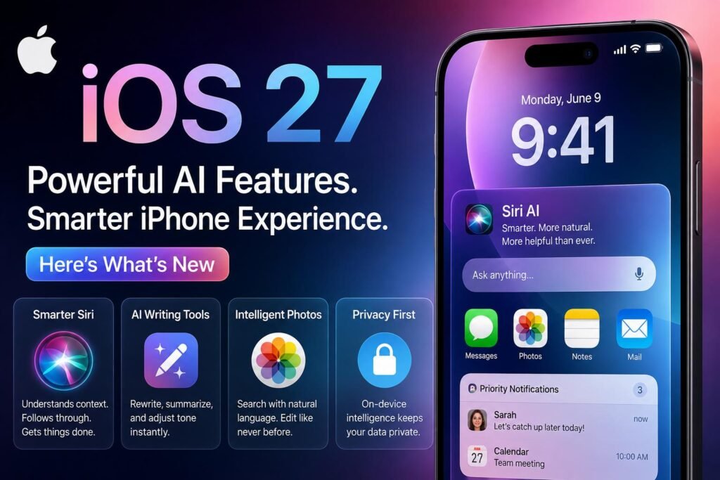 Apple begins rolling out iOS 27 on September 14. Here are the biggest Siri AI, Camera, Photos, Safari 