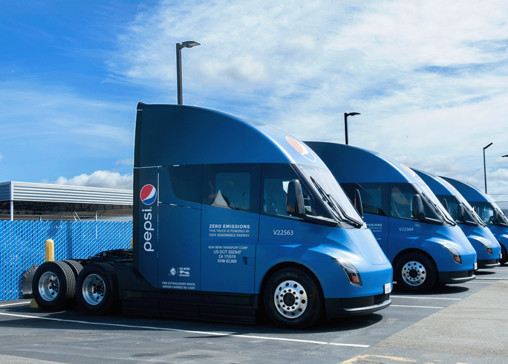 Tesla Semi electric truck during first commercial deliveries in 2026