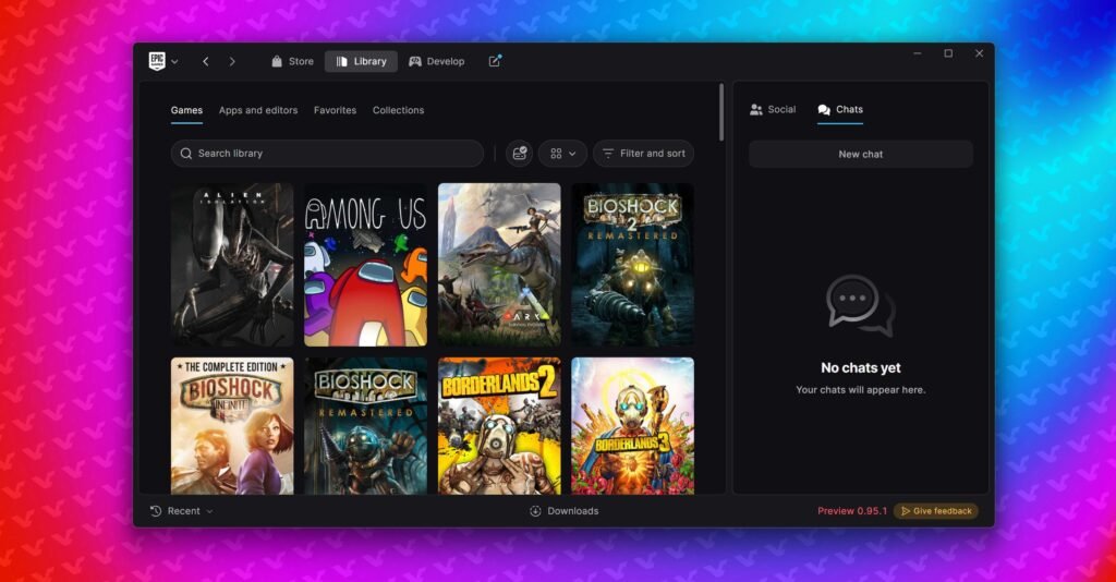 PC game library launcher interface on a computer monitor.