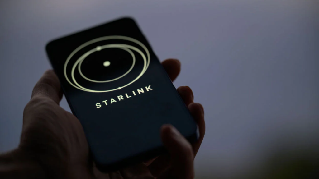 Starlink satellite and cellular tower illustrating SpaceX's planned expansion into mobile network services.
