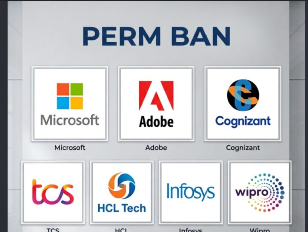 Microsoft and Adobe logos representing the US suspension of green card labor certification for major technology companies
